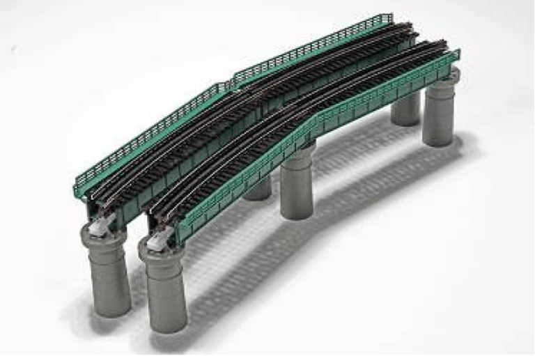 N Scale Curved Bridge Set 16 5/8” Radius (448mm) 60° Green