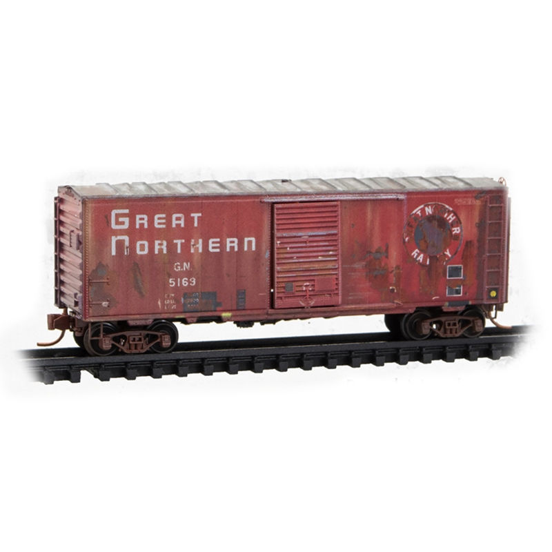 40' SINGLE DOOR BOX CAR WEATHERED GREAT NORTHERN #5169
