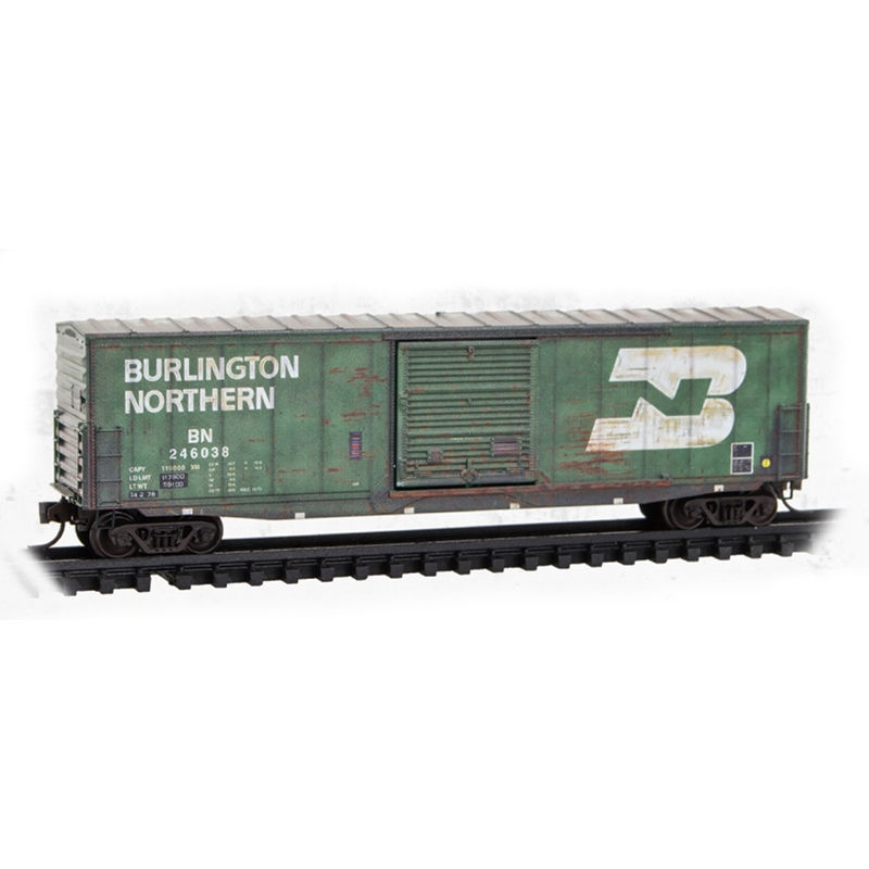 50' SINGLE DOOR BOX CAR WEATHERED BURLINGTON NORTHERN #246038