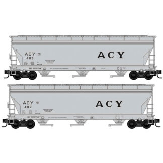 3-BAY ACF CENTER FLOW COVERED HOPPER W/ELONGATED HATCHES AKRON CANTON & YOUNGSTOWN 2-PACK #483, #487