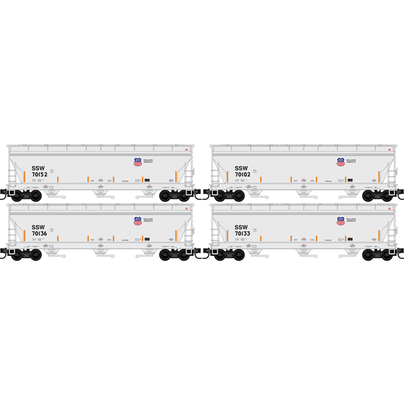 Union Pacific ex-SSW 4-Pack - ACF 3-Bay Covered Hopper, w/ Elongated Hatches