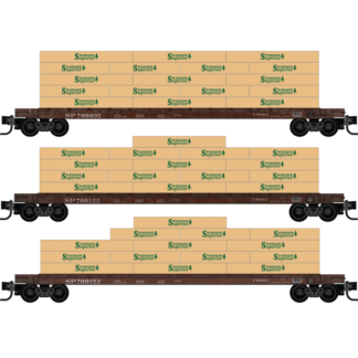 Southern Pacific 3-Pack - 57’ Converted TOFC Flat Car, w/ Load